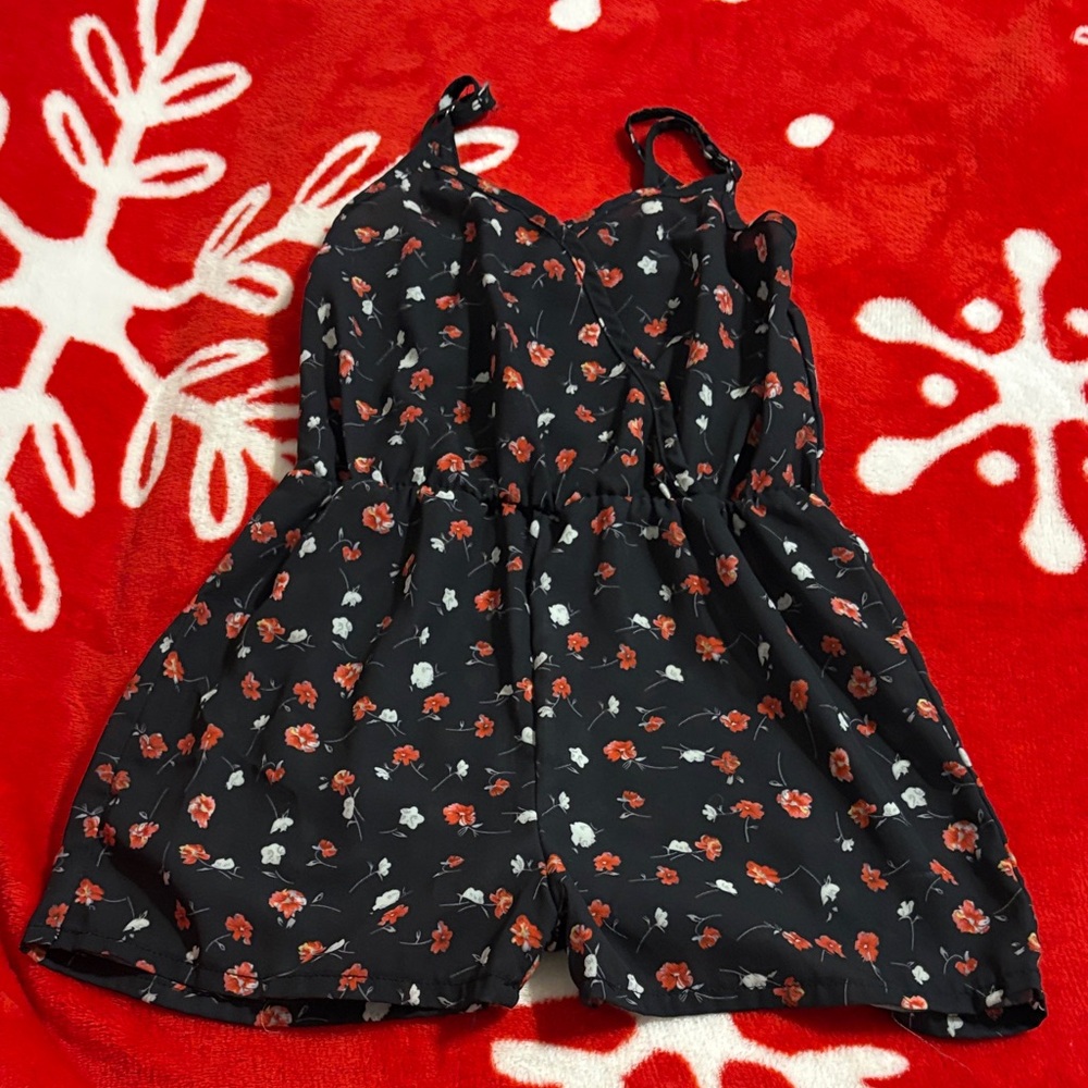 Floral Black Romper